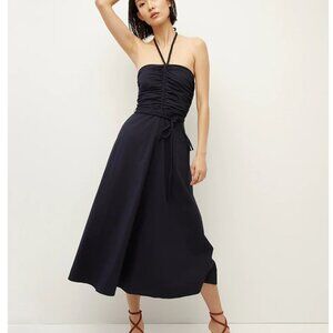 Veronica Beard Tucker Dress Halter Midi Navy Blue Size 10 New Tag $548